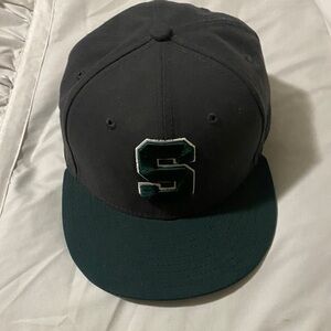 Black and Green Cap with 'MSU Spartan Logo.  Fitted 7 1/4 in great condition